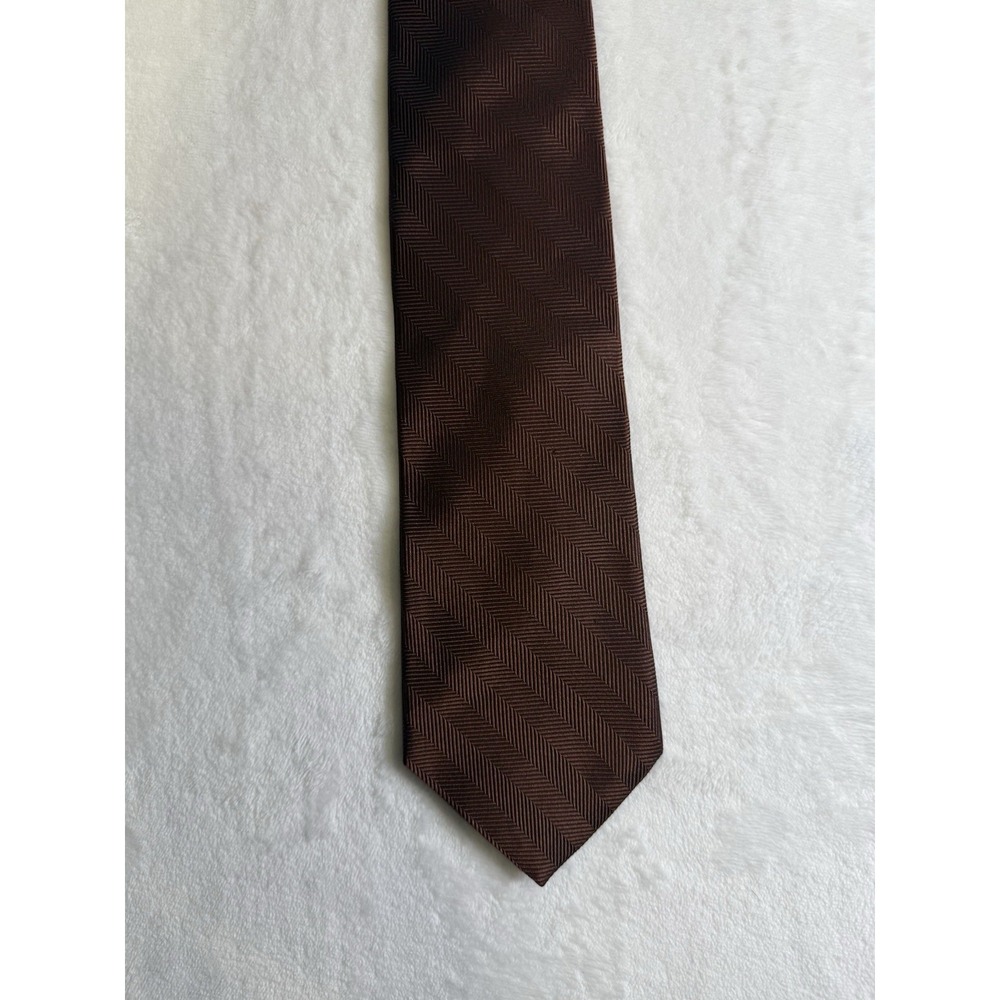 Burberrys Of London Vintage Brown Herringbone Silk Tie 3.5 Inch Blade - Picture 1 of 5